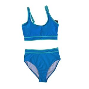 BMJL Womens Blue High Waisted Two Piece Bikini Set Size Medium NWT
